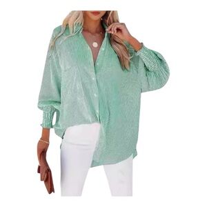 Amazon Green Oversized Boxy Button Down Shirt